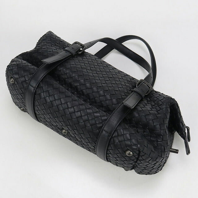 中古 ボッテガヴェネタ ミニボストン レディース ブランド BOTTEGA VENETA イントレチャート レザー ブラック バッグ USDBO96707011