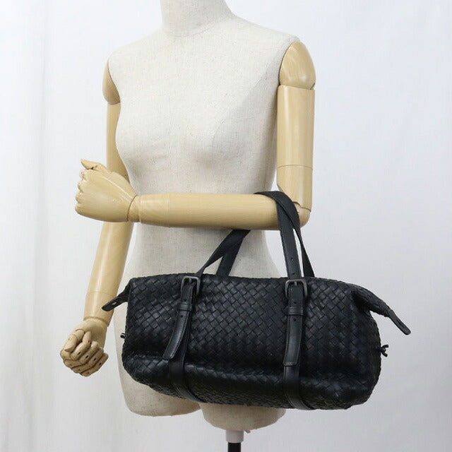 中古 ボッテガヴェネタ ミニボストン レディース ブランド BOTTEGA VENETA イントレチャート レザー ブラック バッグ USDBO96707011