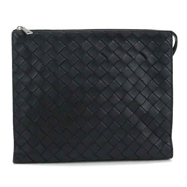 中古 ボッテガヴェネタ クラッチバッグ メンズ ブランド BOTTEGA VENETA イントレチャート レザー ブラック バッグ USDBO97400011