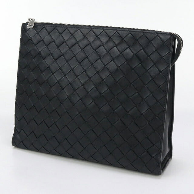 中古 ボッテガヴェネタ クラッチバッグ メンズ ブランド BOTTEGA VENETA イントレチャート レザー ブラック バッグ USDBO97400011