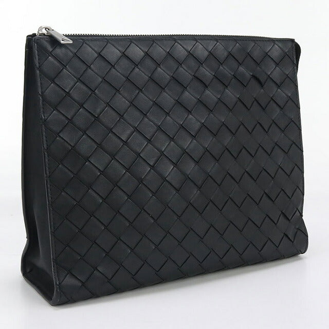 中古 ボッテガヴェネタ クラッチバッグ メンズ ブランド BOTTEGA VENETA イントレチャート レザー ブラック バッグ USDBO97400011