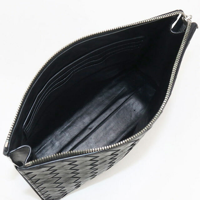 中古 ボッテガヴェネタ クラッチバッグ メンズ ブランド BOTTEGA VENETA イントレチャート レザー ブラック バッグ USDBO97400011