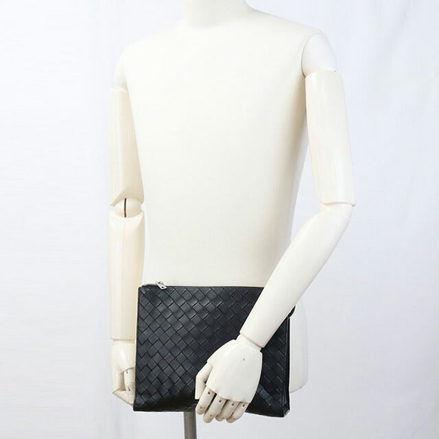 中古 ボッテガヴェネタ クラッチバッグ メンズ ブランド BOTTEGA VENETA イントレチャート レザー ブラック バッグ USDBO97400011