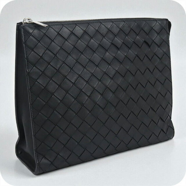 中古 ボッテガヴェネタ クラッチバッグ メンズ ブランド BOTTEGA VENETA イントレチャート レザー ブラック バッグ USDBO97400011