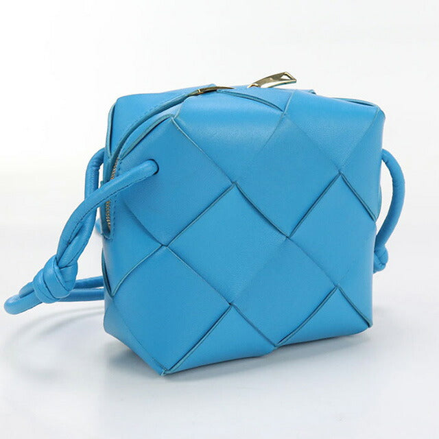 中古 ボッテガヴェネタ 斜め掛け ショルダーバッグ レディース ブランド BOTTEGA VENETA イントレチャート ミニカセット カメラバッグ 701915 ブルー バッグ USDBO98407011