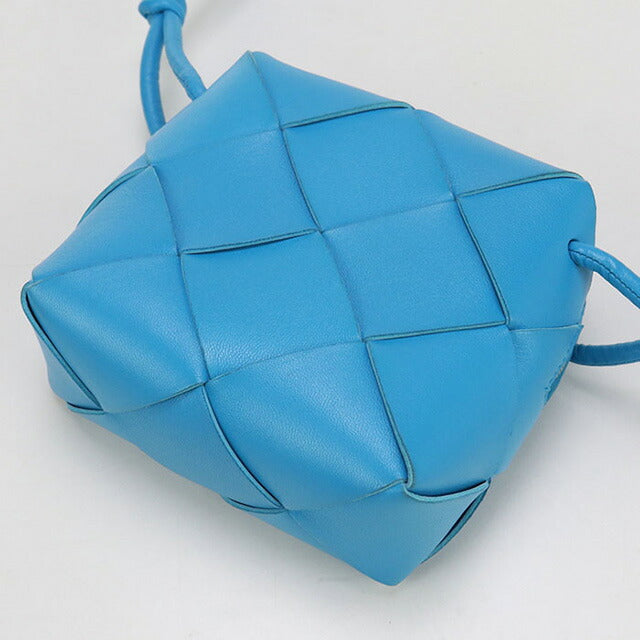 中古 ボッテガヴェネタ 斜め掛け ショルダーバッグ レディース ブランド BOTTEGA VENETA イントレチャート ミニカセット カメラバッグ 701915 ブルー バッグ USDBO98407011