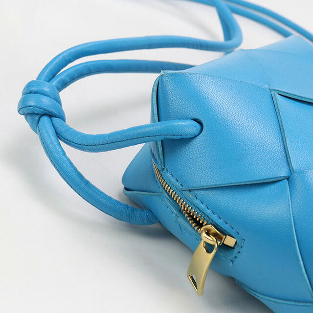 中古 ボッテガヴェネタ 斜め掛け ショルダーバッグ レディース ブランド BOTTEGA VENETA イントレチャート ミニカセット カメラバッグ 701915 ブルー バッグ USDBO98407011