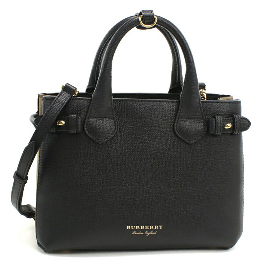 中古 バーバリー トートバッグ レディース ブランド BURBERRY スモールバナー ノバチェック 2WAY 4023700 ブラック バッグ USDBU95856011