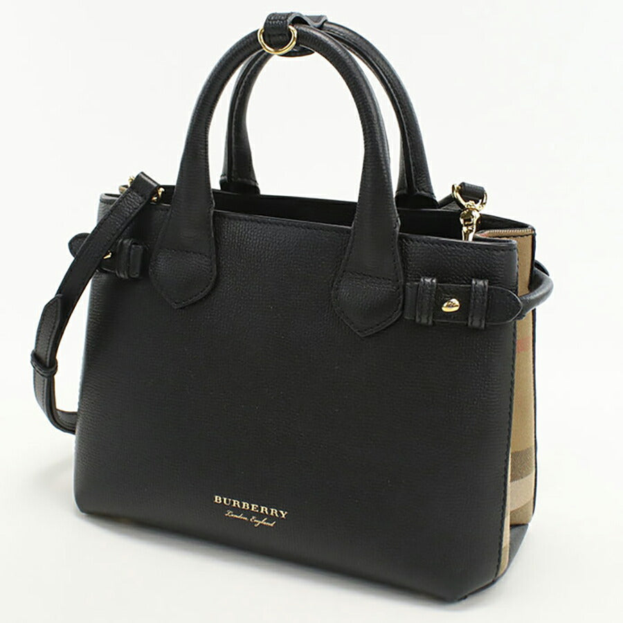 中古 バーバリー トートバッグ レディース ブランド BURBERRY スモールバナー ノバチェック 2WAY 4023700 ブラック バッグ USDBU95856011