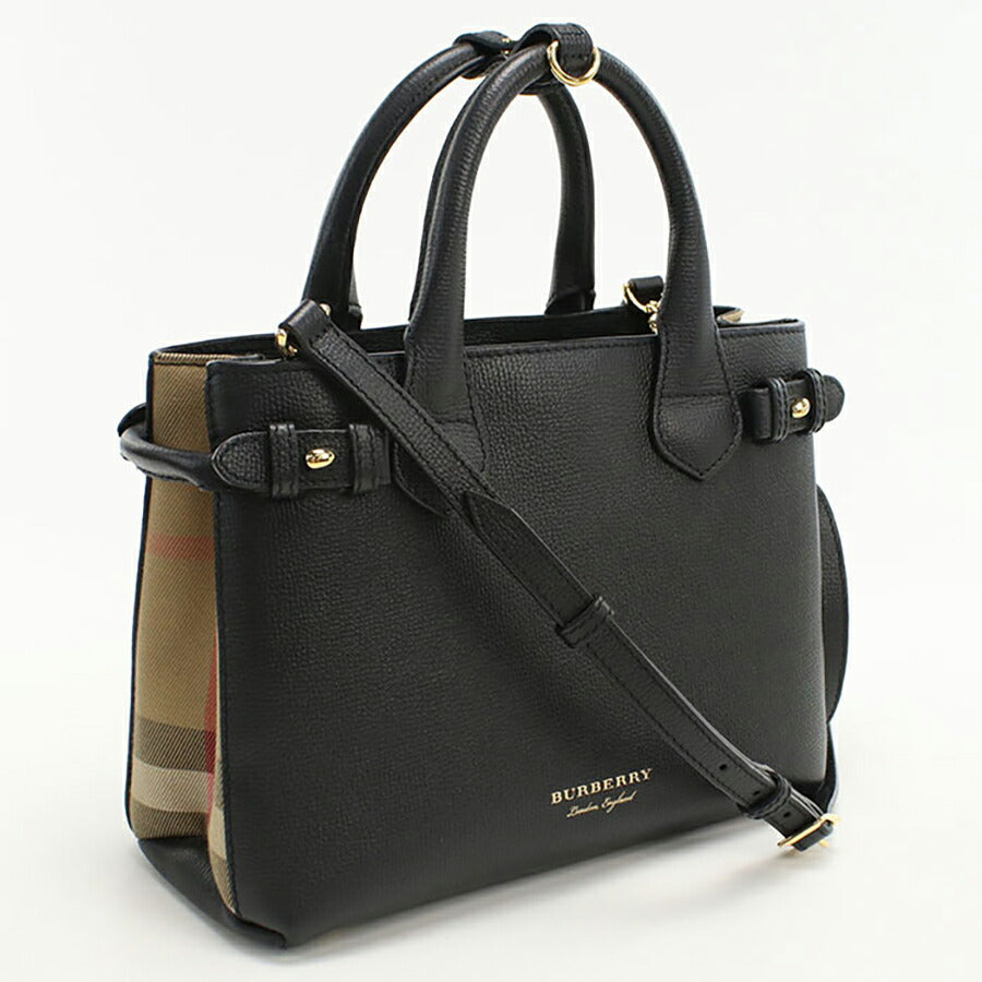 中古 バーバリー トートバッグ レディース ブランド BURBERRY スモールバナー ノバチェック 2WAY 4023700 ブラック バッグ USDBU95856011