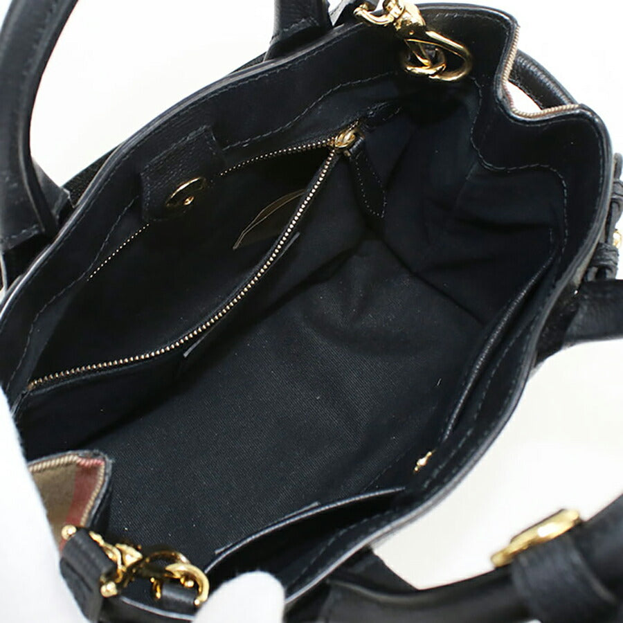 中古 バーバリー トートバッグ レディース ブランド BURBERRY スモールバナー ノバチェック 2WAY 4023700 ブラック バッグ USDBU95856011
