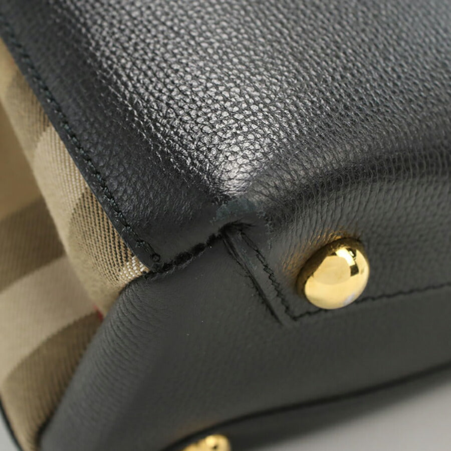中古 バーバリー トートバッグ レディース ブランド BURBERRY スモールバナー ノバチェック 2WAY 4023700 ブラック バッグ USDBU95856011