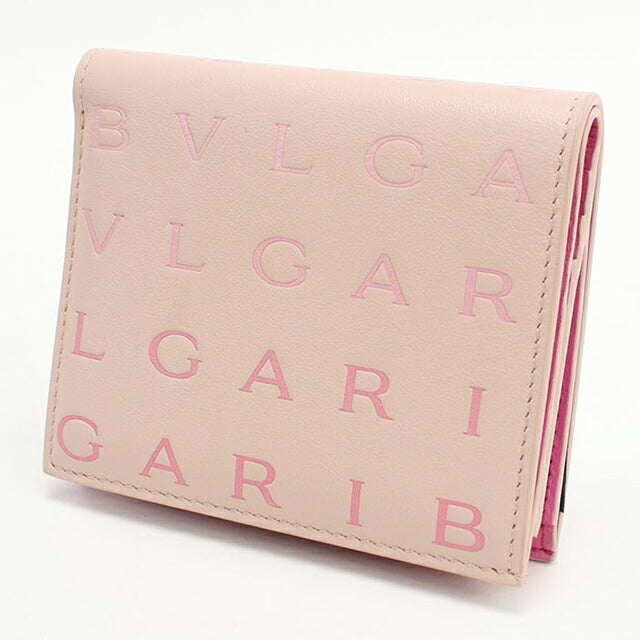 中古 ブルガリ 二つ折り財布 レディース ブランド BVLGARI ロゴマニア ピンク 財布 USDBV103702011