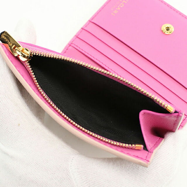 中古 ブルガリ 二つ折り財布 レディース ブランド BVLGARI ロゴマニア ピンク 財布 USDBV103702011