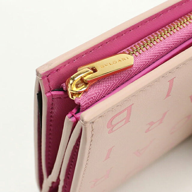 中古 ブルガリ 二つ折り財布 レディース ブランド BVLGARI ロゴマニア ピンク 財布 USDBV103702011