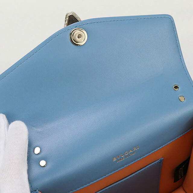 中古 ブルガリ 斜め掛け ショルダーバッグ レディース ブランド BVLGARI セルペンティフォーエバー 2WAY レザー ブルー バッグ USDBV97061011