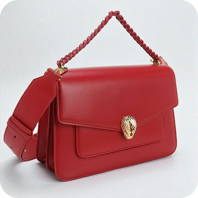 中古 ブルガリ 斜め掛け ショルダーバッグ レディース ブランド BVLGARI セルペンティフォーエバー 2WAYショルダーバッグ レッド バッグ USDBV98317011
