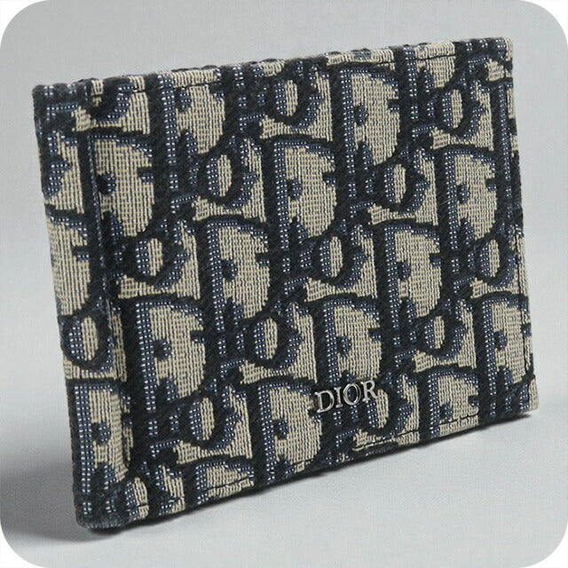 中古 ディオール 二折財布 メンズ ブランド Dior マネークリップ付き ウォレット 2ESBH069YSE_H05E ネイビー 財布 USDCD100280011