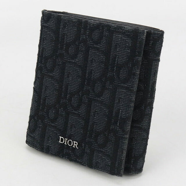 中古 ディオール 三つ折り財布 メンズ ブランド Dior ディオール オブリーク 2ESBH081YSE ブラック 財布 USDCD101545011