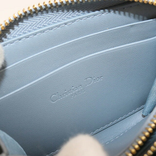 中古 ディオール 小銭入れ レディース ブランド Dior レディディオール コインケース レザー ブルー 財布 USDCD102544011