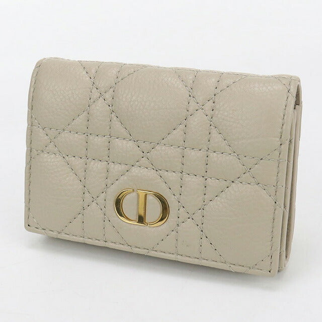 中古 ディオール 二つ折り財布 レディース ブランド Dior ディオール カロ Glycine ウォレット レザー ベージュ 財布 USDCD102545011