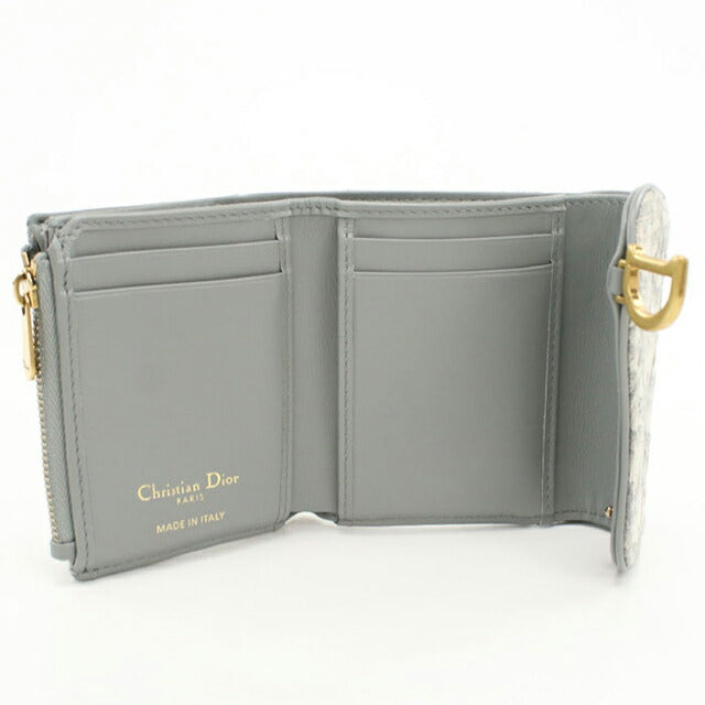 中古 ディオール 三つ折り財布 レディース ブランド Dior サドル ロータスウォレット S5652CTZQ_M932 グレー 財布 USDCD103650011