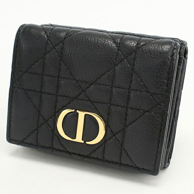 中古 ディオール 三つ折り財布 レディース ブランド Dior ディオール カロ ブラック 財布 USDCD103699011