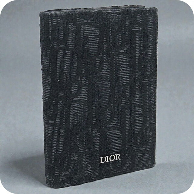 中古 ディオール カードケース メンズ ブランド Dior ディオールオブリーク 2つ折りカードホルダー 2ESCH138YSE ブラック 財布 USDCD104699011