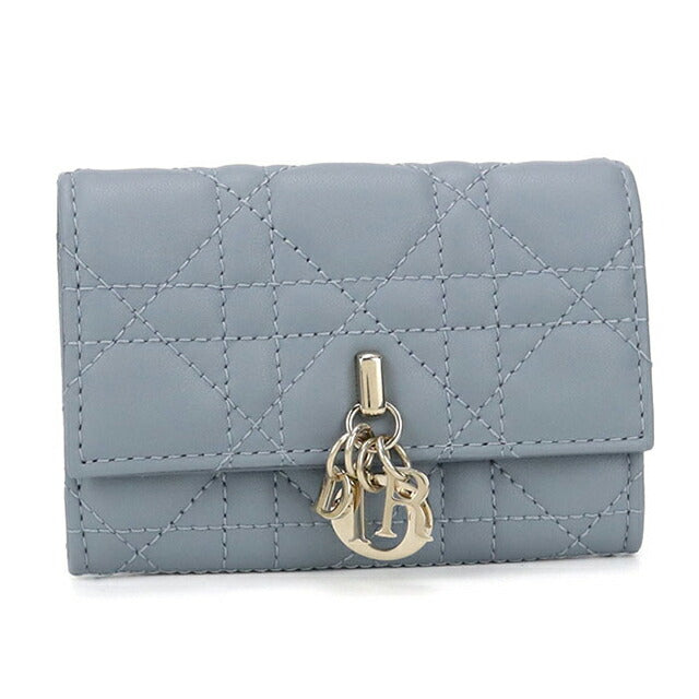 中古 ディオール 二折財布 レディース ブランド Dior マイディオール グリシン ウォレット S0966ONMJ_M81B ブルー 財布 USDCD105600011