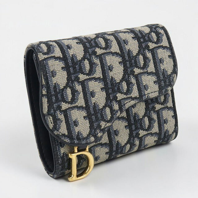 中古 ディオール 三つ折り財布 レディース ブランド Dior サドル ニンフェア ウォレット S5912CTZQ_M928 ネイビー 財布 USDCD106959011