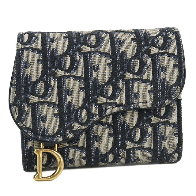 中古 ディオール 三つ折り財布 レディース ブランド Dior サドル ニンフェア ウォレット S5912CTZQ_M928 ネイビー 財布 USDCD106959011