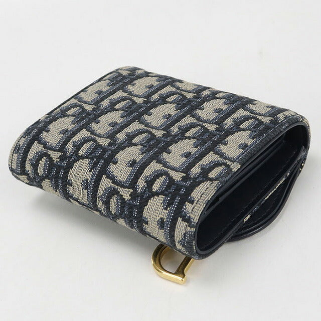 中古 ディオール 三つ折り財布 レディース ブランド Dior サドル ニンフェア ウォレット S5912CTZQ_M928 ネイビー 財布 USDCD106959011
