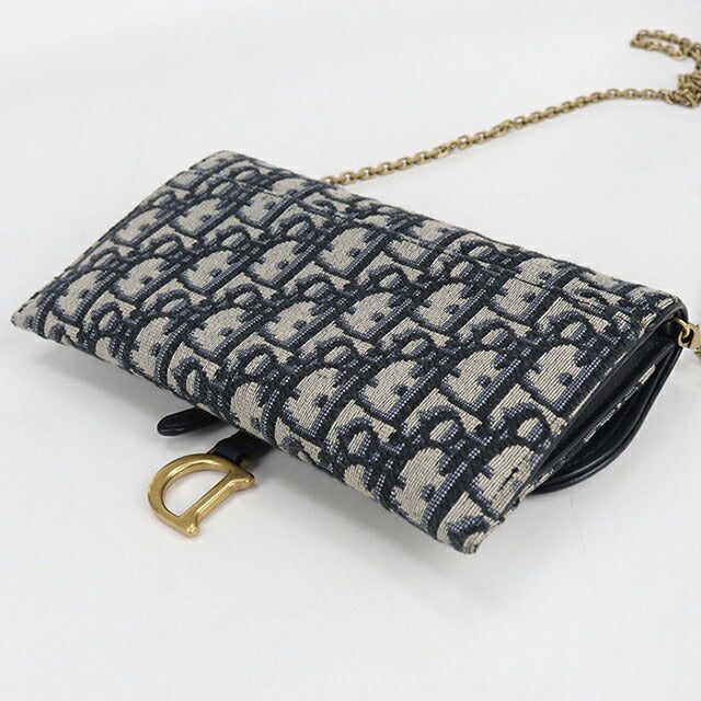 中古 ディオール チェーンウォレット レディース ブランド Dior サドル チェーンポーチスモール S5614CTZQ M928 ネイビー USDCD107442011