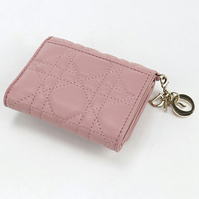 中古 ディオール 三つ折り財布 三折財布 レディース ブランド Dior レディディオール ロータス ウォレット S0181ONMJ ピンク 財布 USDCD107751011