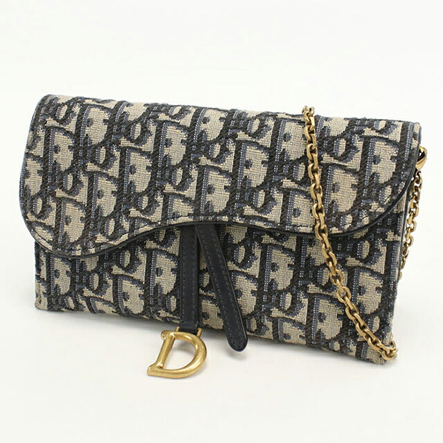 中古 ディオール チェーンウォレット レディース ブランド Dior サドル ネイビー 財布 USDCD107942011