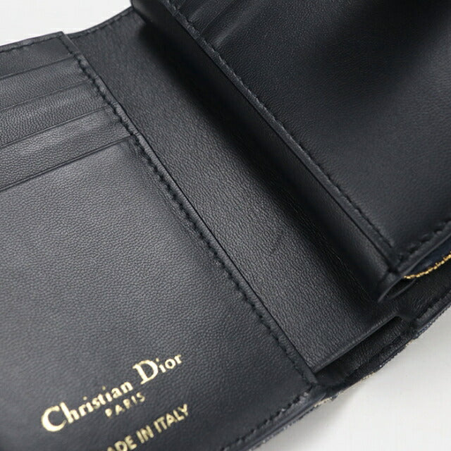 中古 ディオール 二つ折り財布 二折財布 レディース ブランド Dior 30 モンテーニュ ディタニー ウォレット ネイビー USDCD111537011