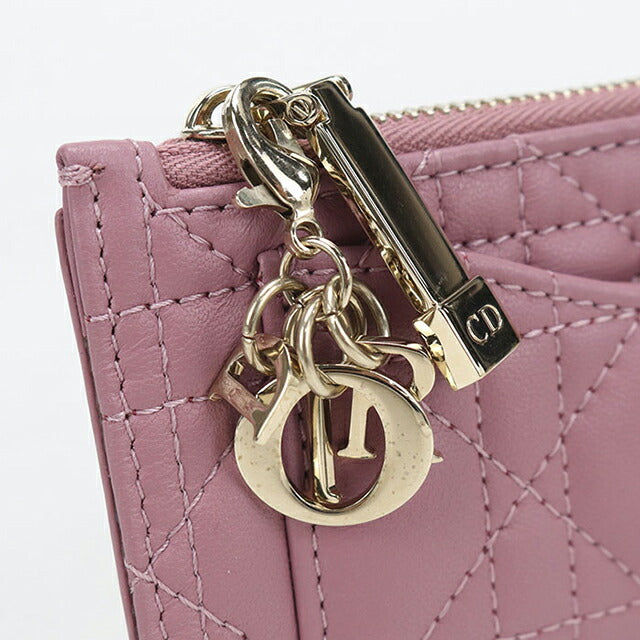 二手 Dior 零钱包女士品牌 Dior Lady Dior Cosmos 拉链卡包粉色 USDCD112471011
