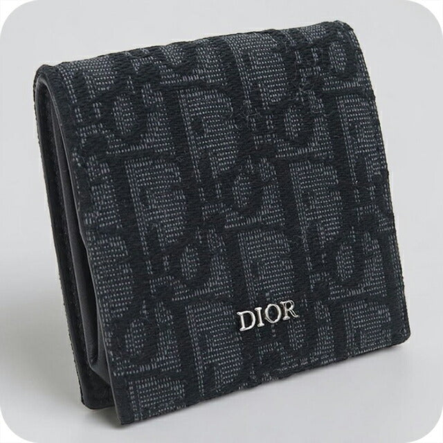 中古 ディオール 小銭入れ メンズ ブランド Dior ディオールオブリーク コインケース ブラック USDCD114542011