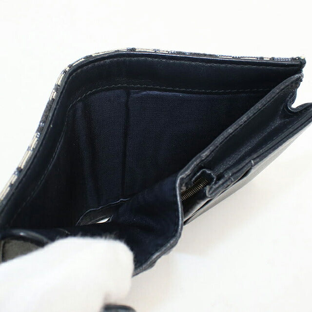 中古 ディオール 三つ折り財布 三折財布 レディース ブランド Dior サドル ネイビー USDCD114694011