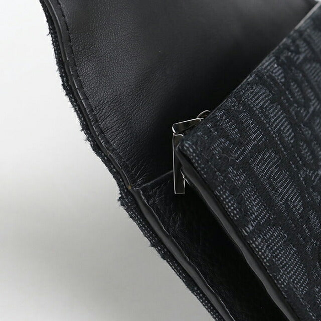 中古 ディオール 長財布二折 メンズ ブランド Dior ディオールオブリーク ロング フラップウォレット ブラック USDCD115115011