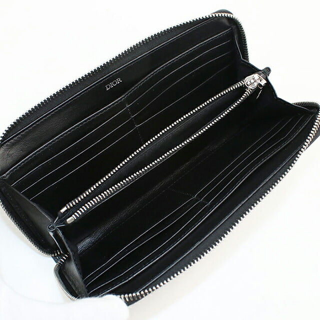 中古 ディオール 長財布ラウンドファスナー メンズ ブランド Dior サドル ロングジップウォレット 2ADBC315YKK_H00N ブラック USDCD115232011