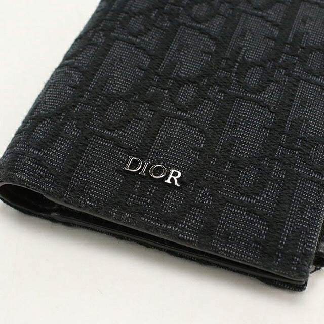 中古 ディオール 二つ折り財布 二折財布 コンパクト メンズ ブランド Dior ディオールオブリーク 2ESBC319YSE_H03E ブラック USDCD117059011