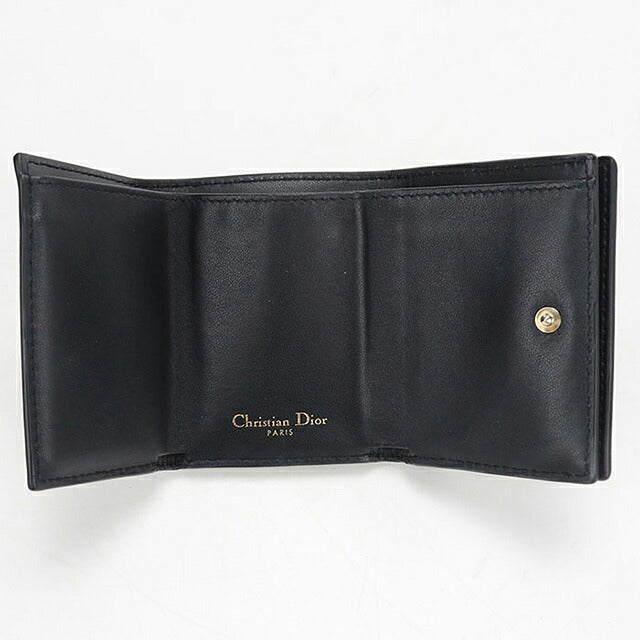 中古 ディオール 三つ折り財布 三折財布 コンパクト レディース ブランド Dior 30モンテーニュ ブラック USDCD118434011