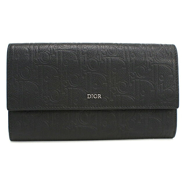 中古 ディオール 長財布二折 メンズ ブランド Dior ディオール グラビティ ロング フラップウォレット 2ESBC328FLG_H00N ブラック USDCD119016011