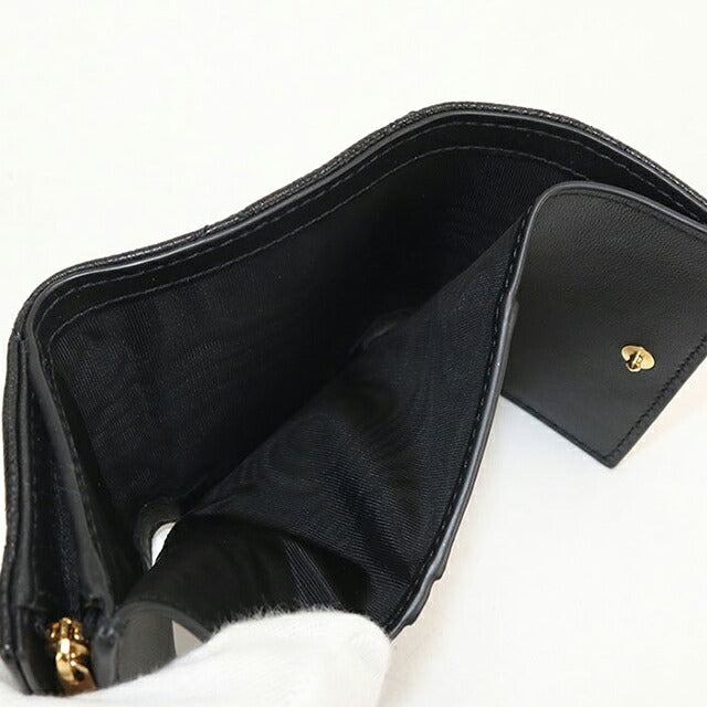 中古 ディオール 三つ折り財布 三折財布 コンパクト レディース ブランド Dior ディオール カロ ハイビスカス ウォレット S5209UWHC_M900 ブラック USDCD119444011