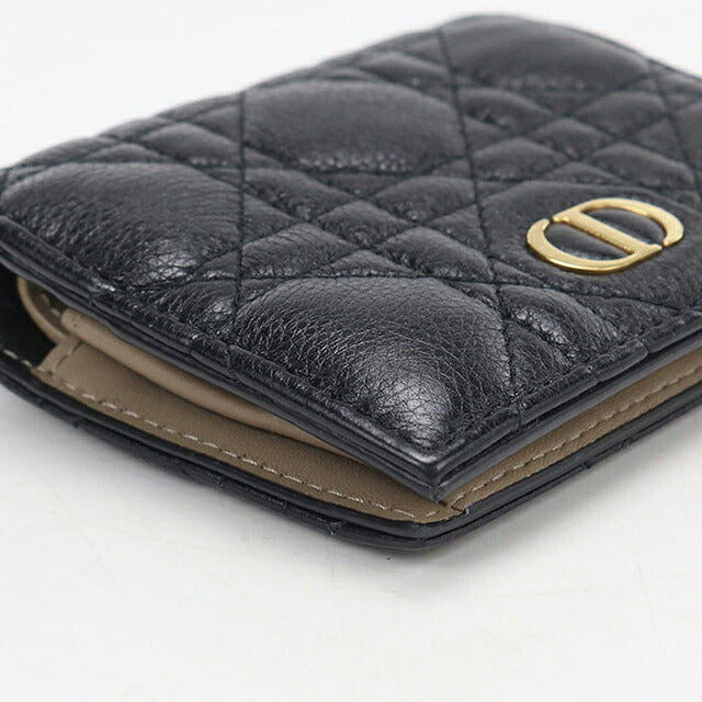 中古 ディオール 二つ折り財布 二折財布 コンパクト レディース ブランド Dior ディオール カロ ブラック USDCD120197011