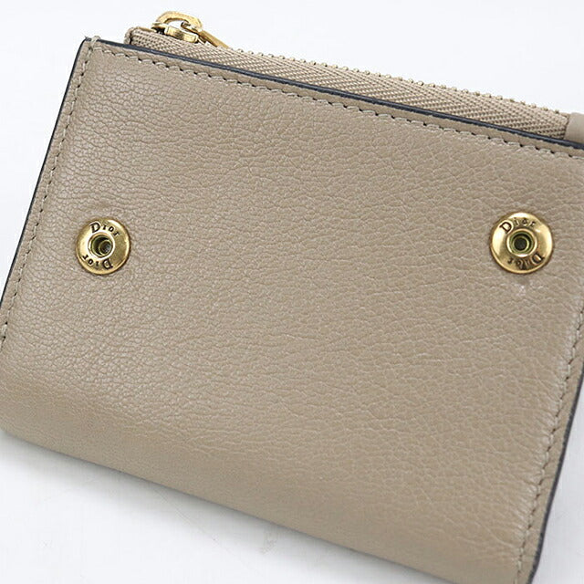 中古 ディオール 三つ折り財布 三折財布 コンパクト レディース ブランド Dior サドル ロータス ウォレット S5652CCEH ベージュ USDCD121429011