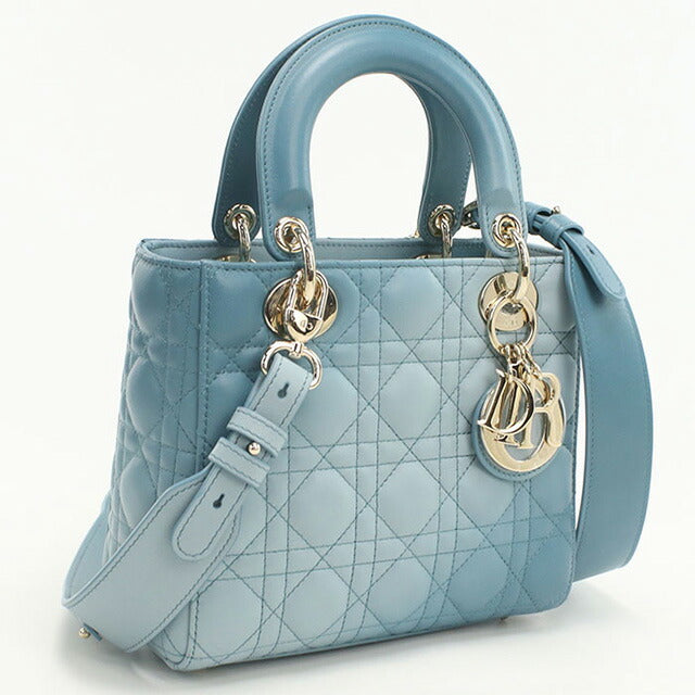 二手 Dior 手提包 女士品牌 Dior Lady Dior 包小号 2WAY M0538 ONGE 蓝色包 USDCD92941011
