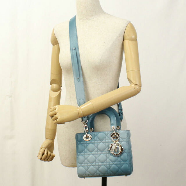 二手 Dior 手提包 女士品牌 Dior Lady Dior 包小号 2WAY M0538 ONGE 蓝色包 USDCD92941011