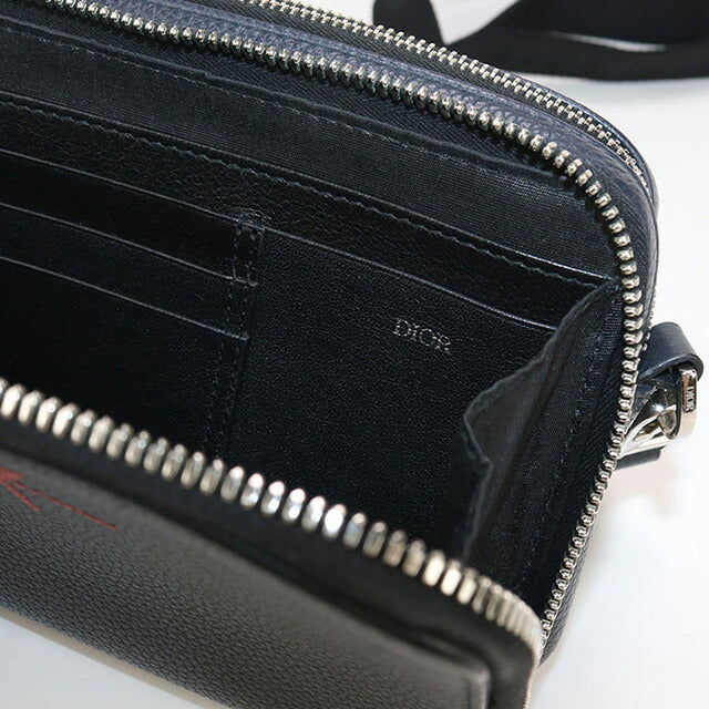 中古 ディオール 斜め掛け ショルダーバッグ メンズ ブランド Dior ステューシー コラボ レザー ネイビー バッグ USDCD93448011